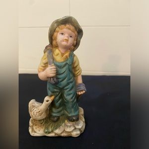 VTG BISQUE PORCELAIN BOY WITH GOOSE FIGURINE German The School Collection
